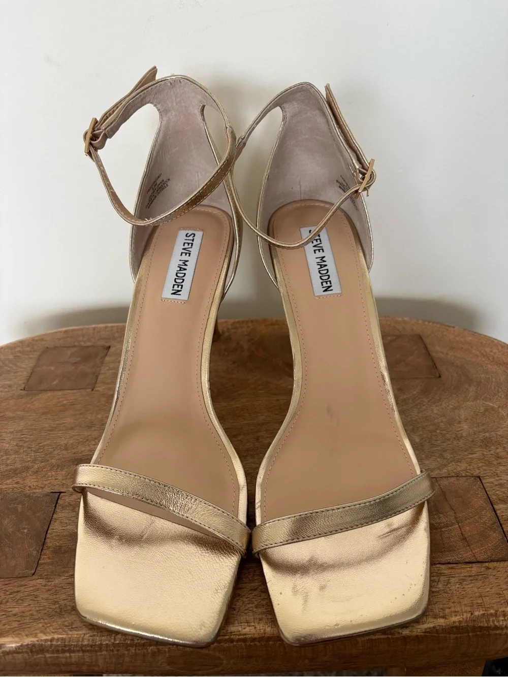 Steve Madden Piked Two Piece Stiletto Sandals Gold Size 9.5
